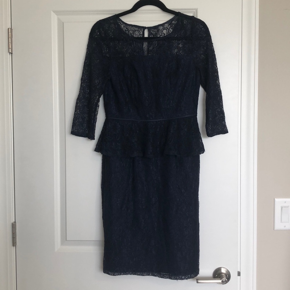 Adrianna Papell Navy Blue Lace Cocktail Dress